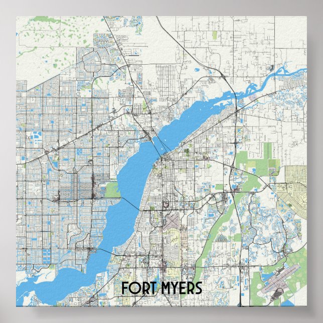 Poster Carte de Fort Myers Florida USA (Devant)