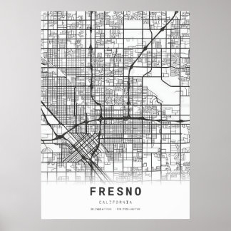 Poster Carte de Fresno City