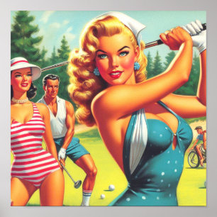 Poster Carte de golf vintage