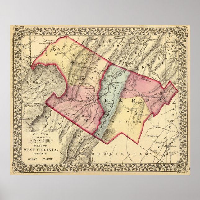 Poster Carte de Grant, comtés de Hardy (Devant)