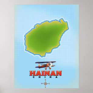 Poster Carte de Hainan Chine