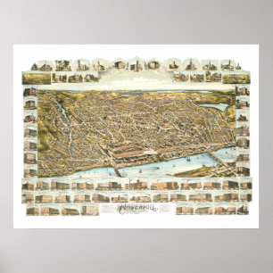 Poster Carte de Haverhill Massachusetts de 1893