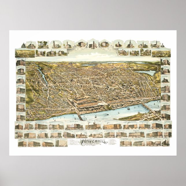 Poster Carte de Haverhill Massachusetts de 1893 (Devant)