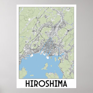 Poster Carte de Hiroshima, Japon