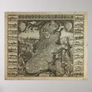 Poster Carte de Holland 1609 - Claes Jansz Visscher