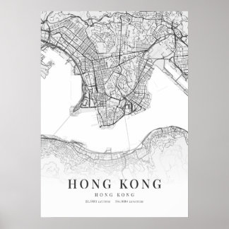 Poster Carte de Hong Kong