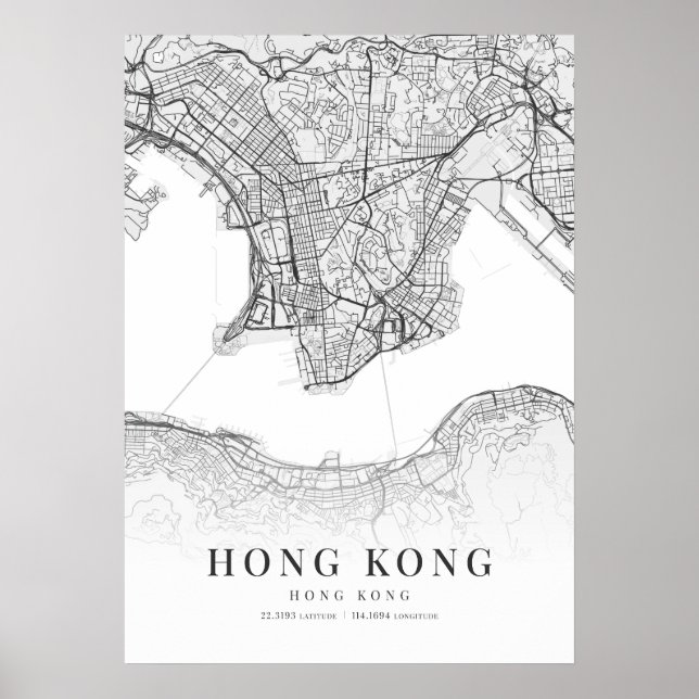 Poster Carte de Hong Kong (Devant)