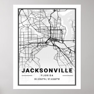 Poster Carte de Jacksonville Florida USA Travel City Map