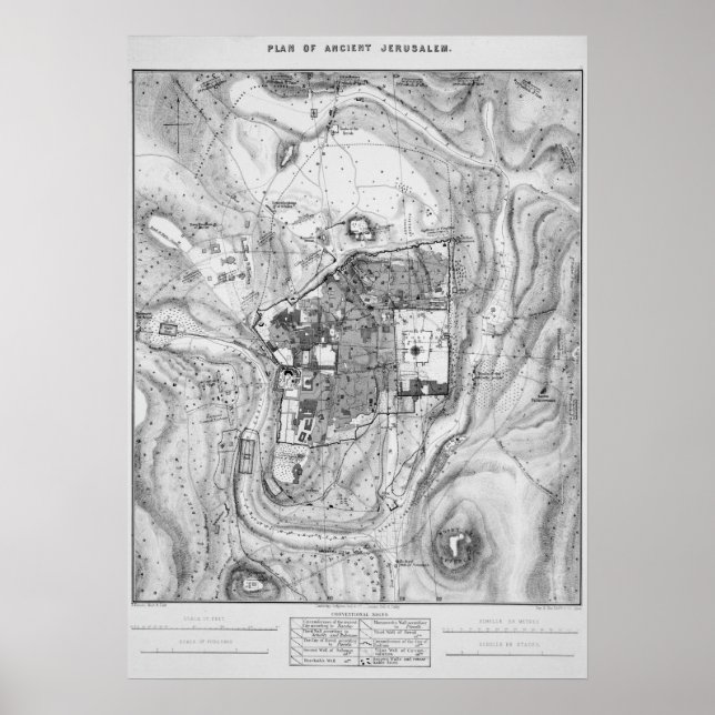 Poster Carte de Jérusalem antique 1864 (Devant)