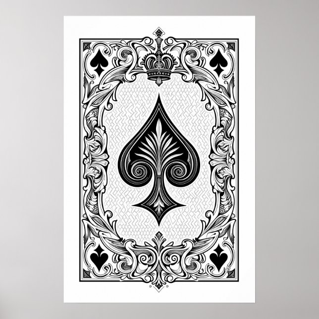 Poster Carte de jeu classique noir et blanc Art mur (Devant)