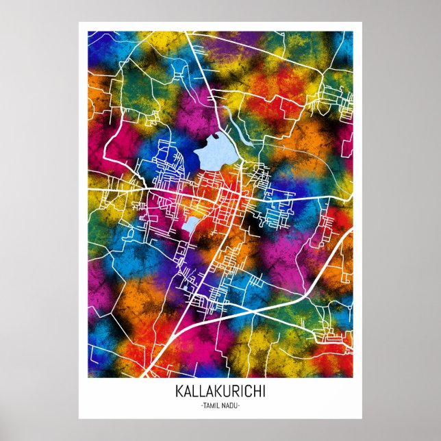 Poster Carte de Kallakurichi Tamil Nadu (Devant)