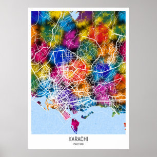 Poster Carte de Karachi Pakistan