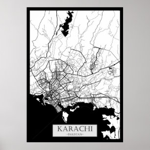 Poster Carte de Karachi Pakistan