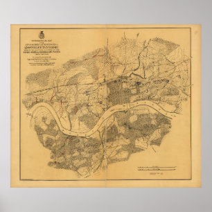 Poster Carte de Knoxville Tennessee de guerre civile
