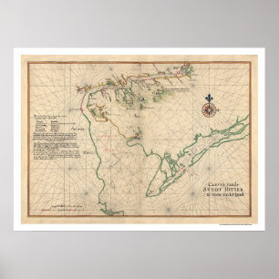 Poster Carte de la baie du Delaware 1639