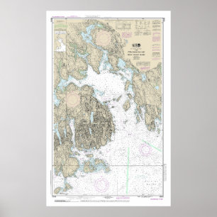 Poster Carte de la baie Frenchman et de l'île Mount Deser