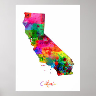 Poster Carte de la Californie