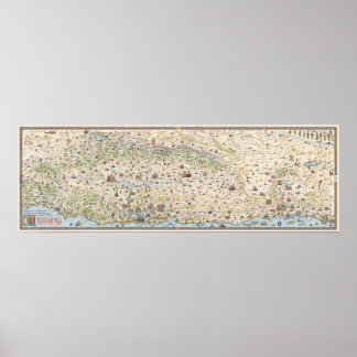 Poster Carte de la Californie médiévale
