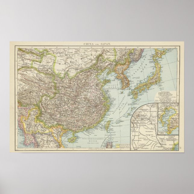 Poster Carte de la Chine et du Japon (Devant)