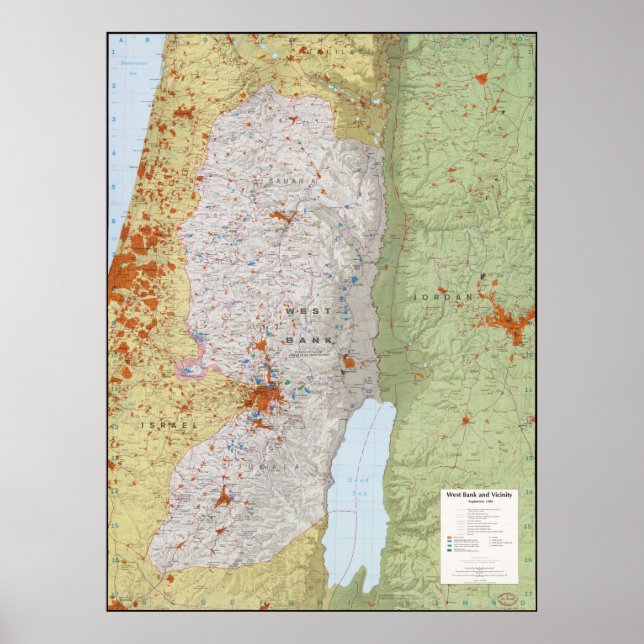 Poster Carte de la Cisjordanie et de ses environs (septem (Devant)