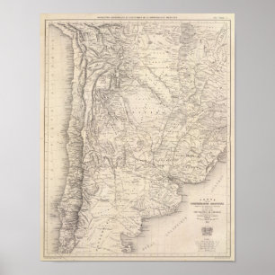 Poster Carte de la Confédération argentine