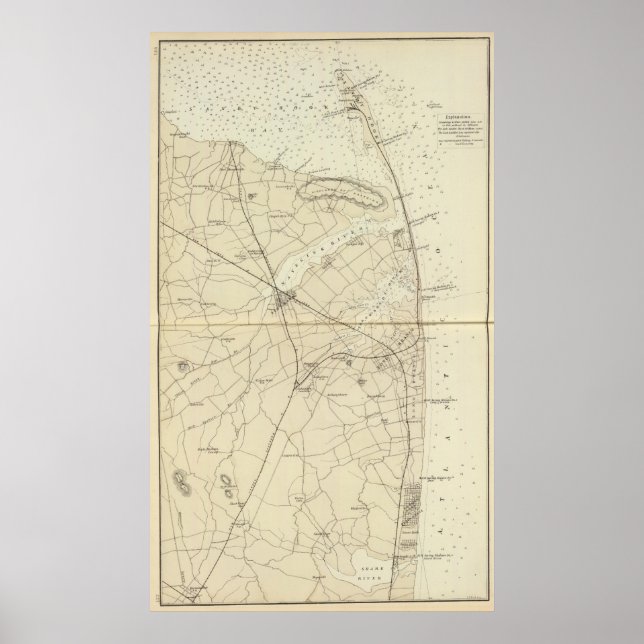 Poster Carte de la côte de la rivière des requins de Sand (Devant)