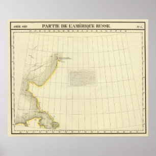 Poster Carte de la côte de l'Alaska