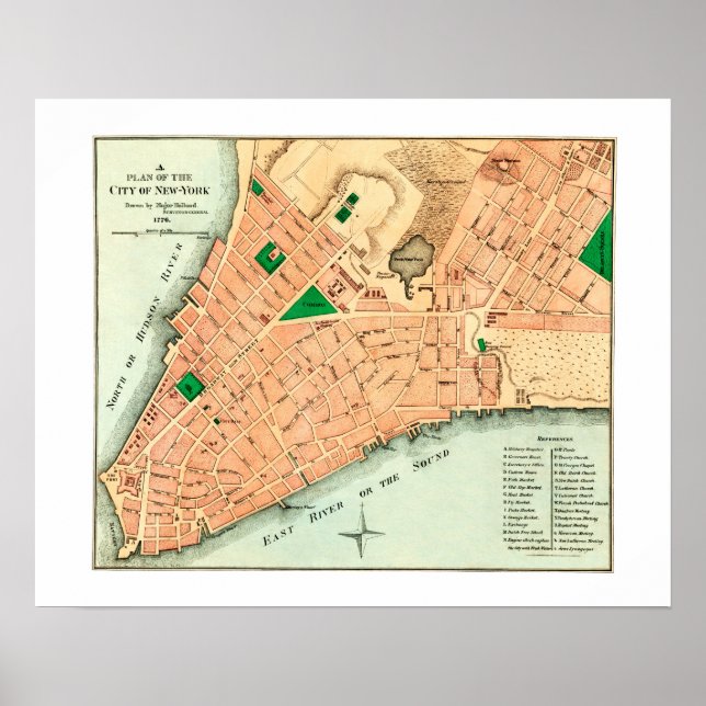 Poster Carte de la disposition originale de New York City (Devant)