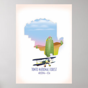 Poster Carte de la forêt nationale de Tonto Arizona USA