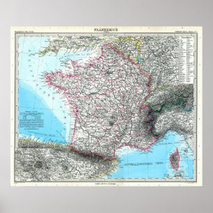 Poster Carte de la France (1891)