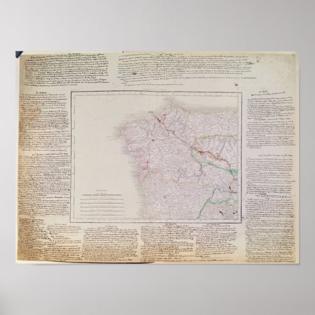 Poster Carte de la Galice avec la route de l'armée frança (Devant)
