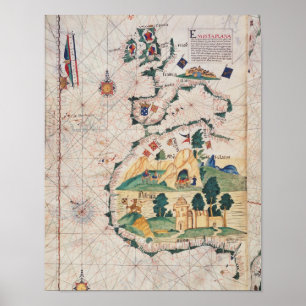 Poster Carte de la Grande-Bretagne