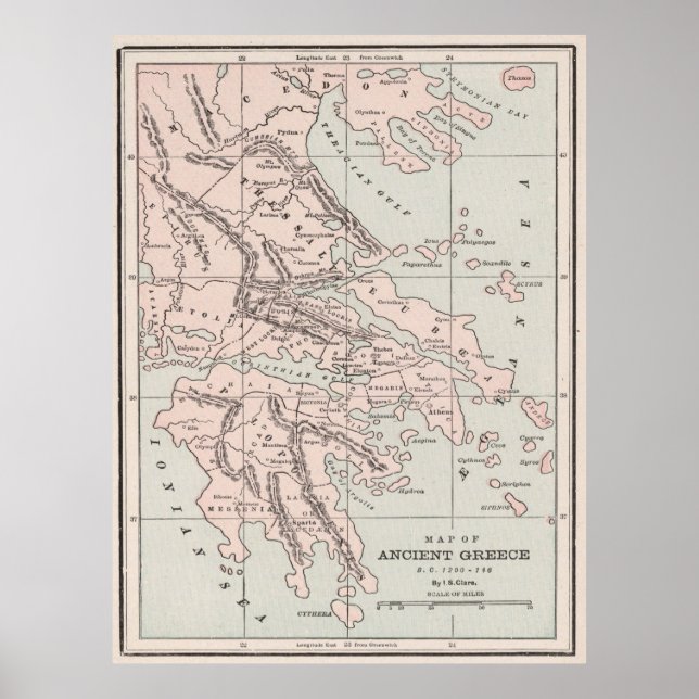 Poster Carte de la Grèce antique (1901) (Devant)