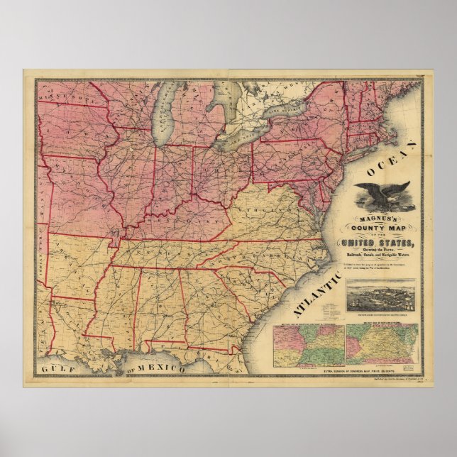Poster Carte de la guerre civile des États-Unis par Charl (Devant)