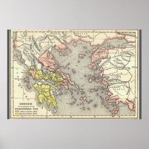 Poster Carte de la guerre du Péloponnèse (1899)