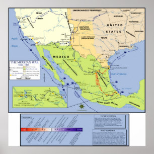 Poster Carte de la guerre mexicaine-américaine