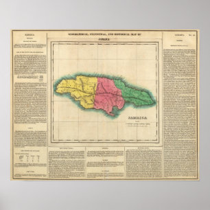 Poster Carte De La Jamaïque