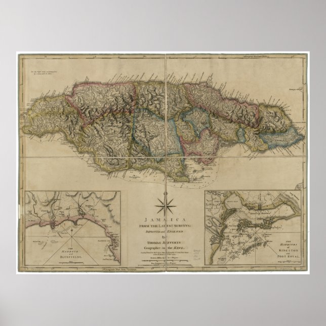 Poster Carte de la Jamaïque (1775) (Devant)