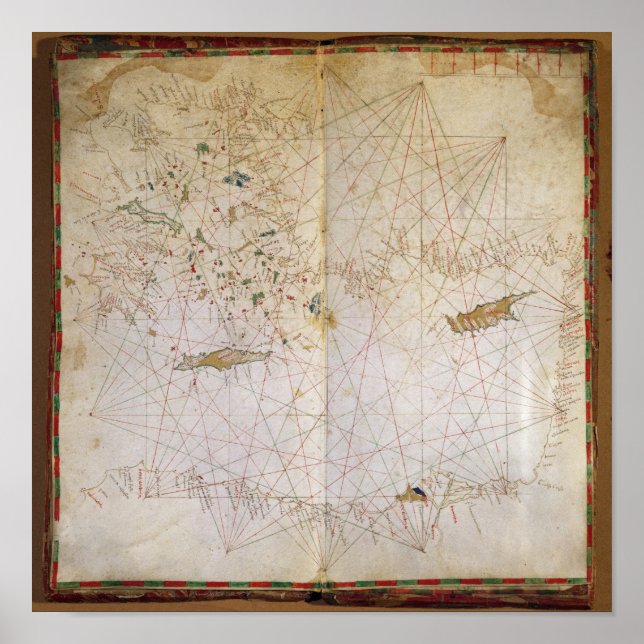 Poster Carte de la Méditerranée orientale (Devant)