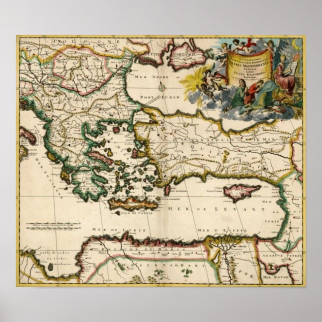 Poster Carte de la Méditerranée orientale 1690 (Devant)