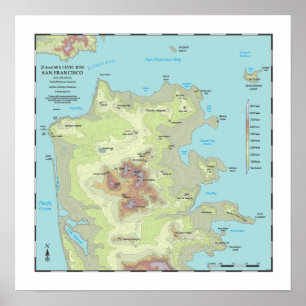 Poster Carte de la mer de San Francisco 25ft - 16x16