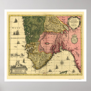 Poster Carte de la Norvège par Jan Jansson 1650