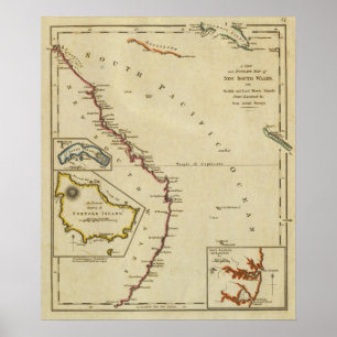 Poster Carte de la Nouvelle-Galles du Sud