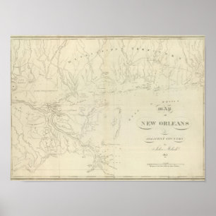 Poster Carte de la Nouvelle-Orléans