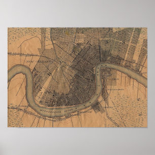 Poster Carte de la Nouvelle-Orléans 1891