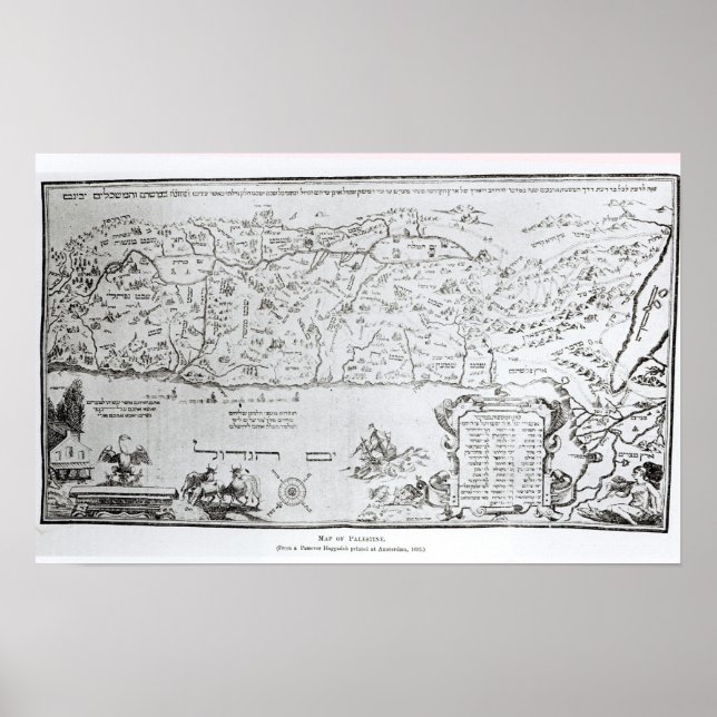 Poster Carte de la Palestine, d'une Pâque Haggadah (Devant)