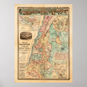 Poster Carte de la Palestine et de toutes les terres de