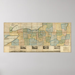 Poster Carte de la partie occidentale de l'état de New