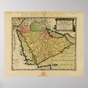 Poster Carte de la péninsule arabique (1654)