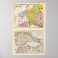 Carte de la péninsule des Balkans et de Constantin